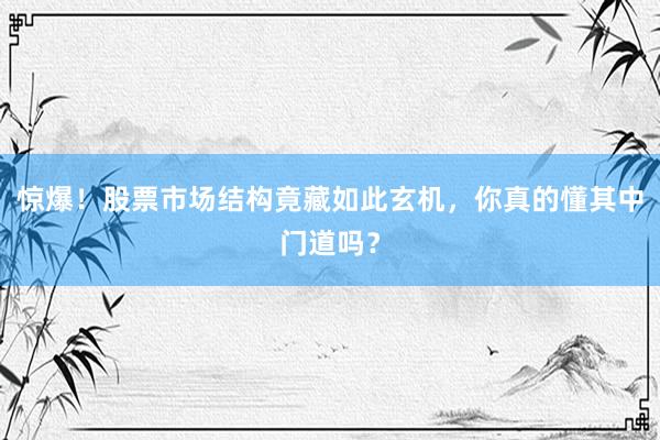 惊爆！股票市场结构竟藏如此玄机，你真的懂其中门道吗？