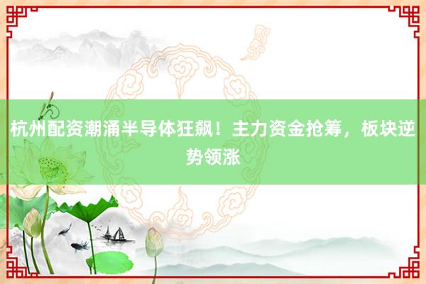 杭州配资潮涌半导体狂飙!主力资金抢筹,板块逆势领涨