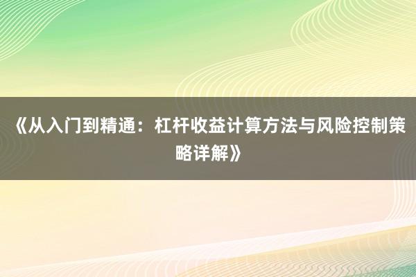 《从入门到精通：杠杆收益计算方法与风险控制策略详解》