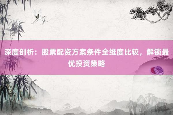 深度剖析：股票配资方案条件全维度比较，解锁最优投资策略