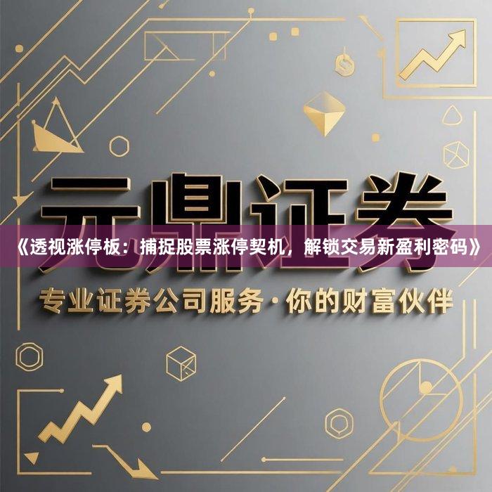《透视涨停板：捕捉股票涨停契机，解锁交易新盈利密码》