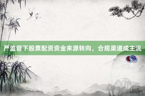 严监管下股票配资资金来源转向，合规渠道成主流