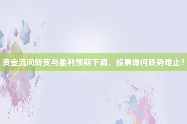 资金流向转变与盈利预期下调，股票缘何跌势难止？